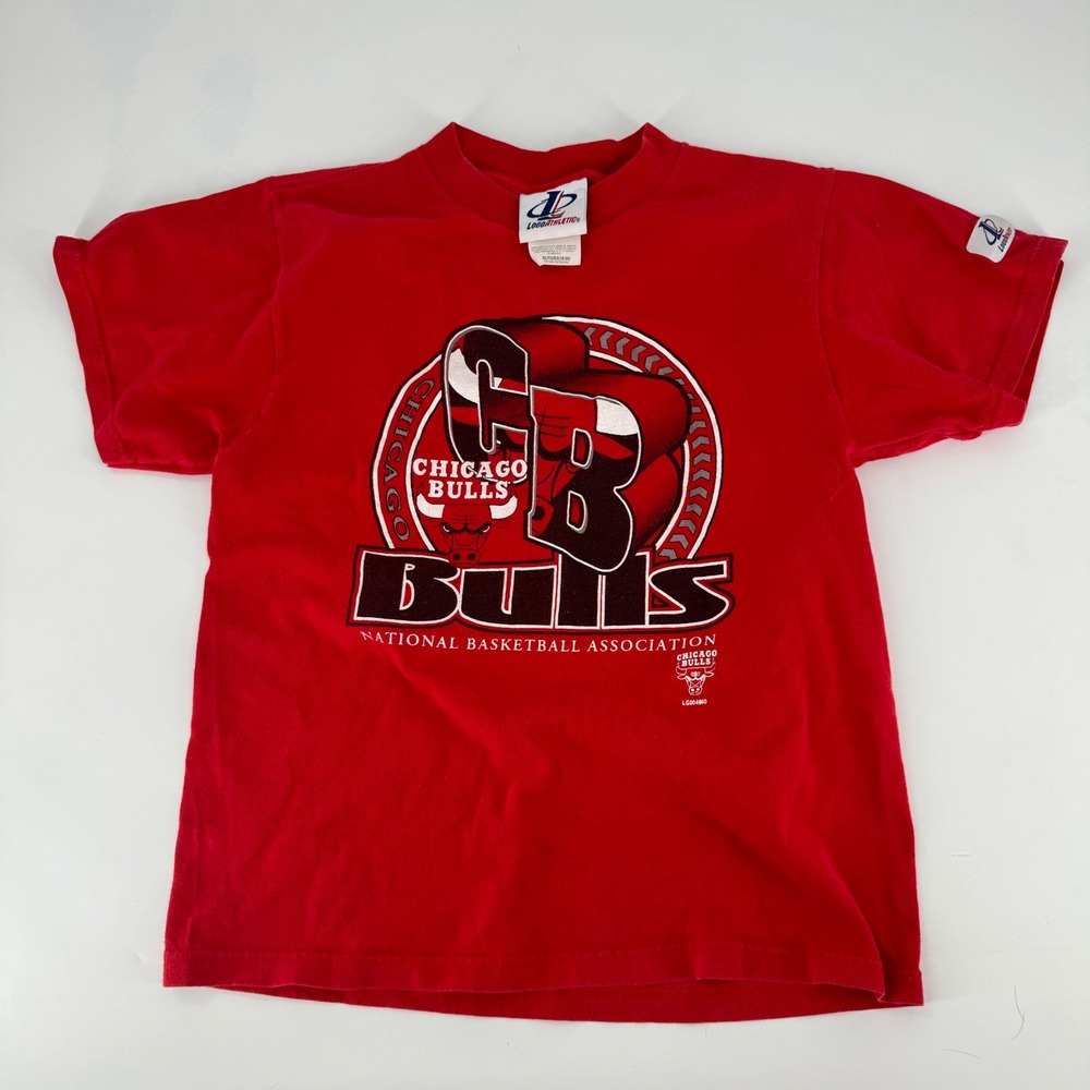 Vintage Chicago Bulls‎ Logo Athletic T Shirt Youth XL Red Basketball NBA